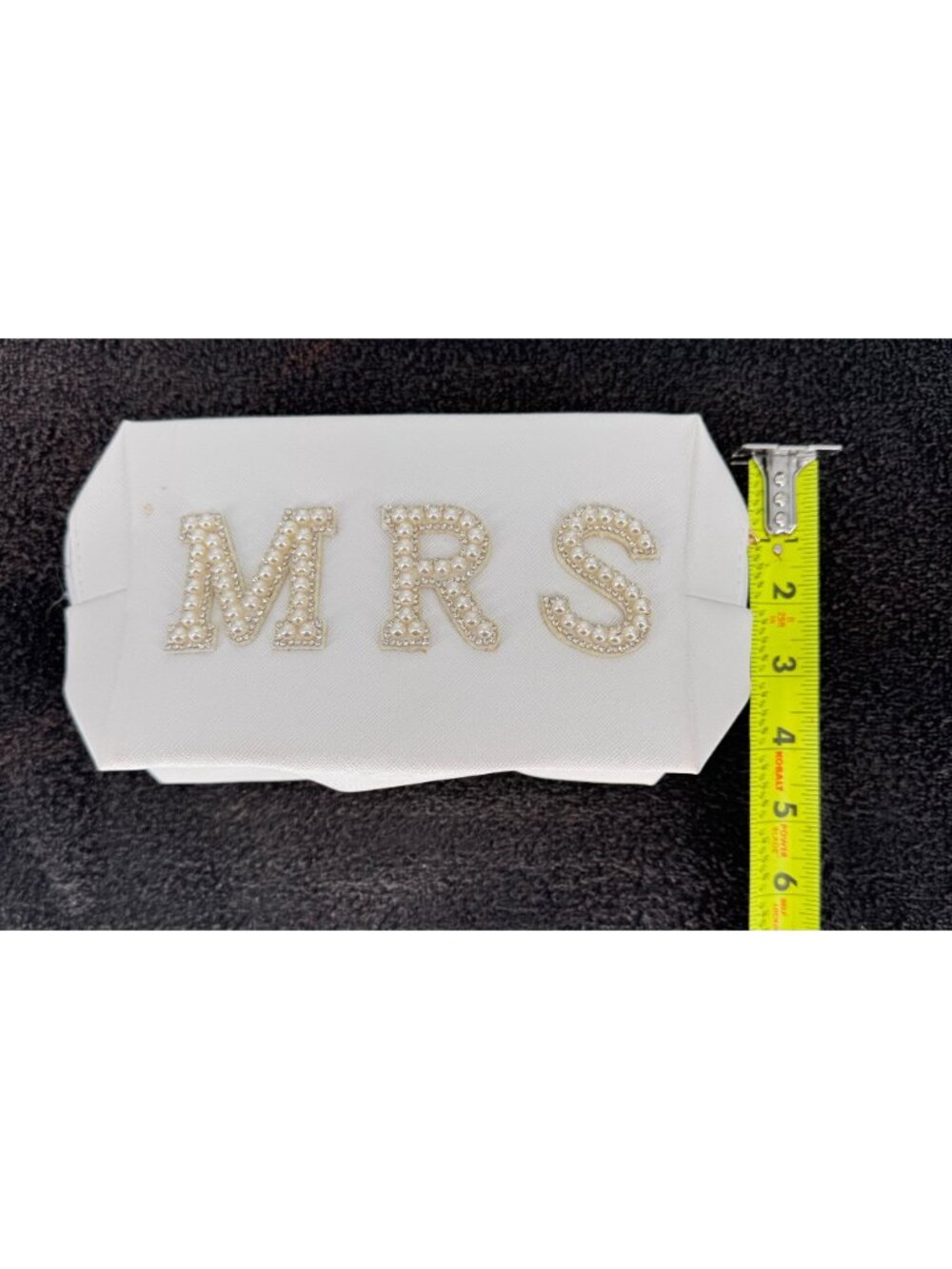 White Bride "Mrs" Clutch With Pearl & Rhinestone Lettering - Picture 5 of 11